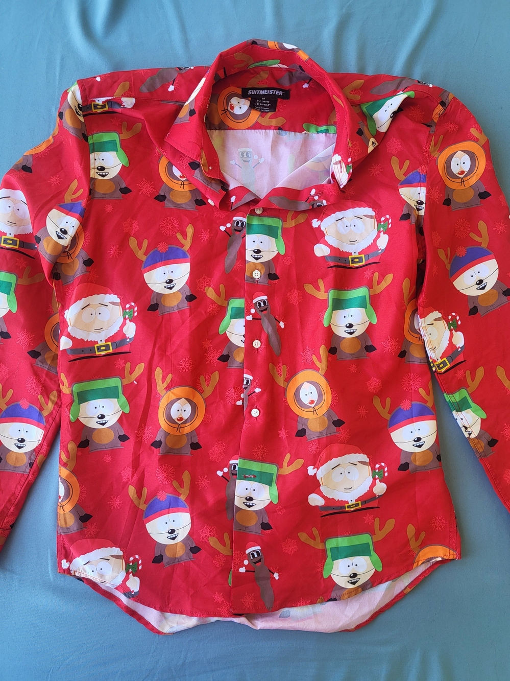 South Pole Red Holiday Character Button-Down Shirt
